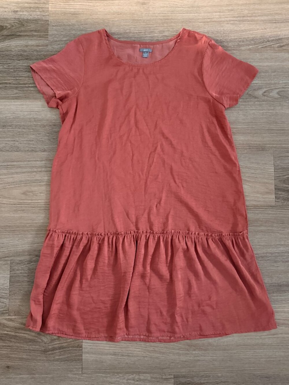 Aerie Terracotta Rust Drop Waist Babydoll Dress Size M Ruffle Hem